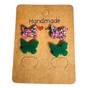 Twilight Wing Duo Acrylic Stud Earrings - 2 Pair